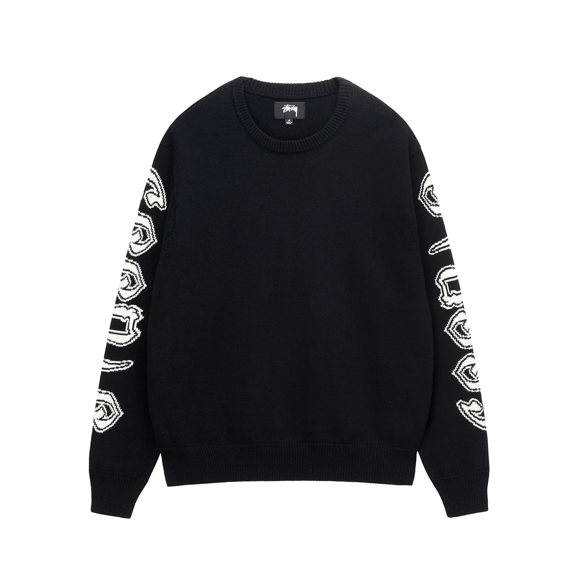 Stussy-Sleeve-Logo-Sweater-Black-01